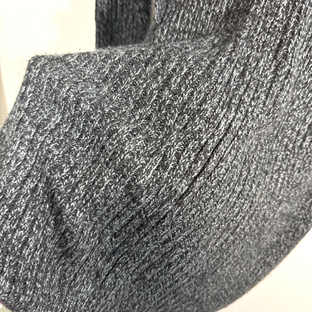 Evisu Genes Knit Double Zipped Cardigan Grey Buckle Longline Mock Neck Medium - Picture 8 of 12